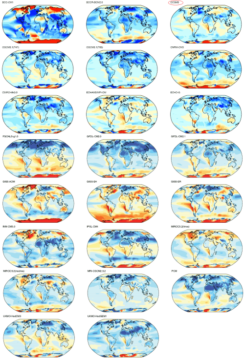 Annual Temperature - Model less Actual - All models